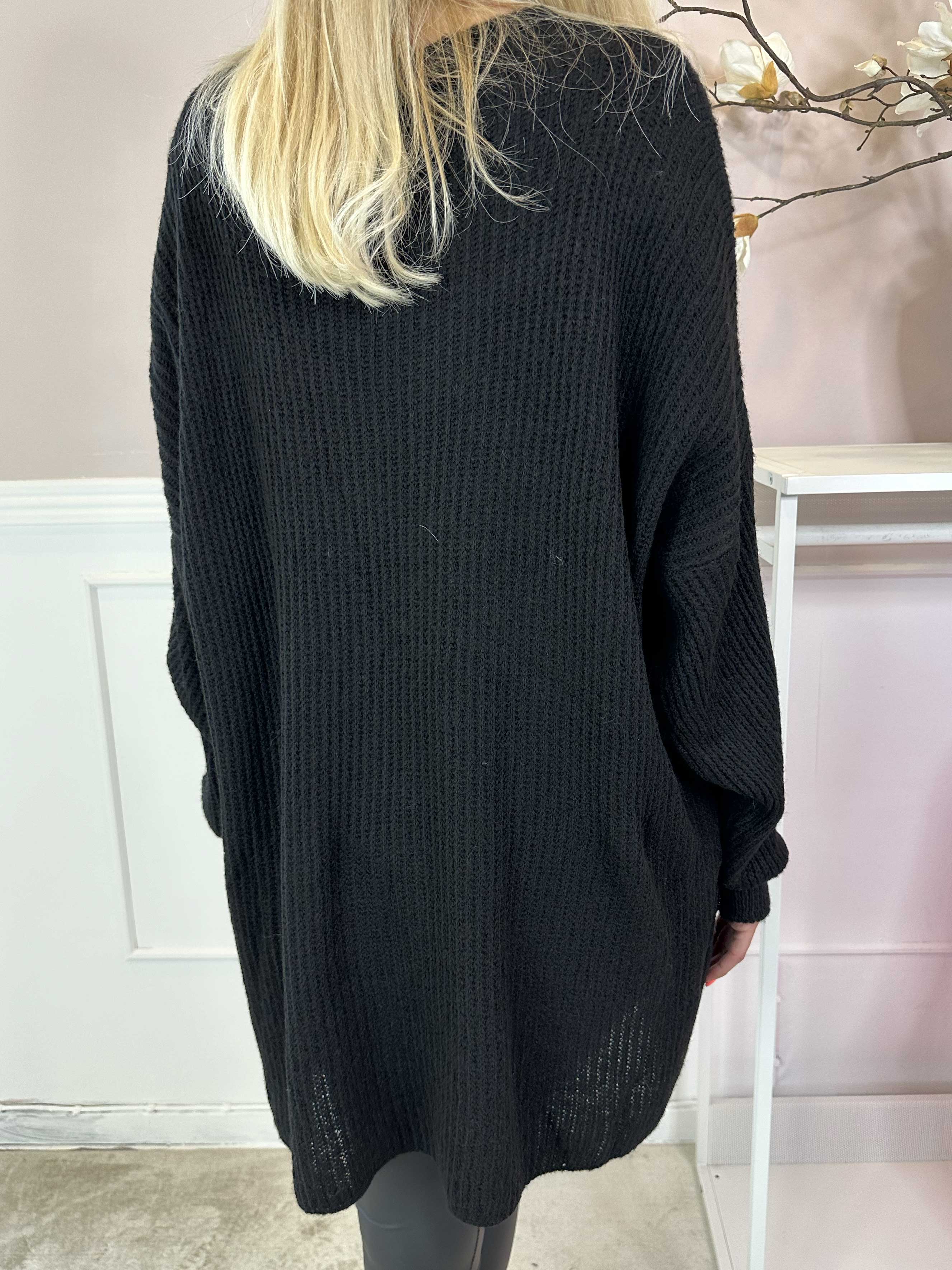 Dakota - Lang strikbluse med lommer